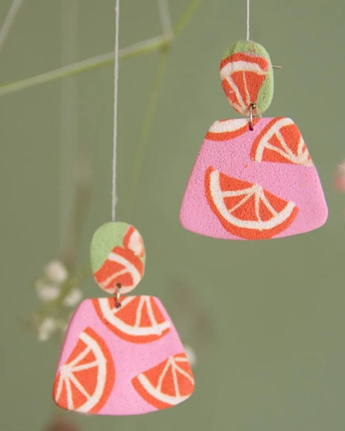 Orange Slice Blossom Earrings