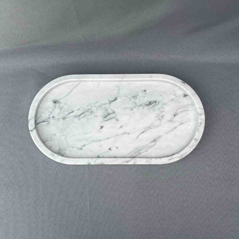 Oval Decor Tray - White Marble