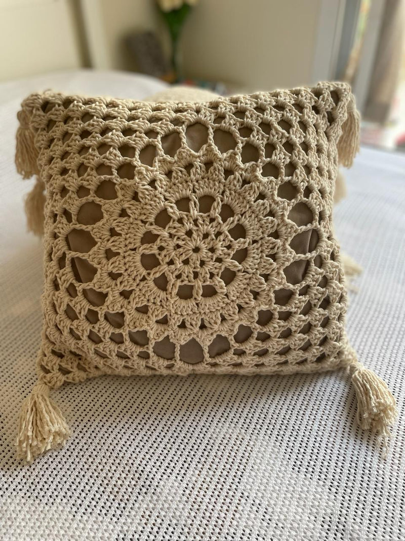 HARMONY Crochet Cushion Cover with Tassels