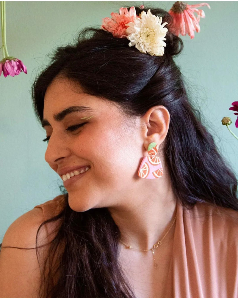 Orange Slice Blossom Earrings