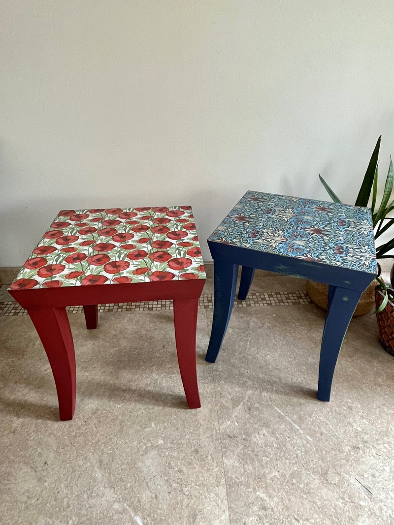 Square side table with decorative top "Splash of Colours"