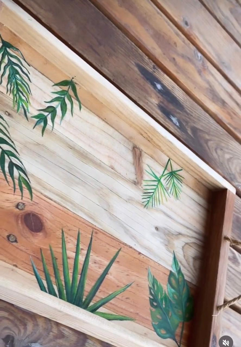 Hand Painted Wood Tropical Tray