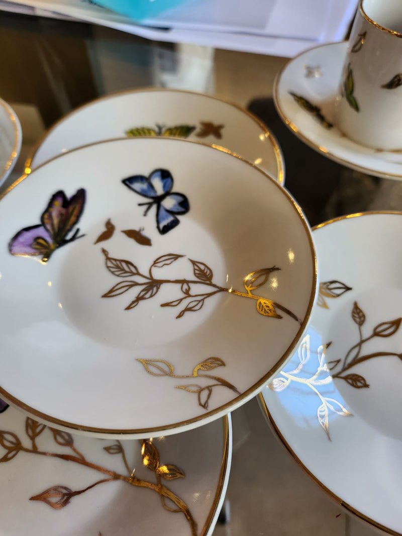 Hand Painted Golden Butterfly Coffee Cups