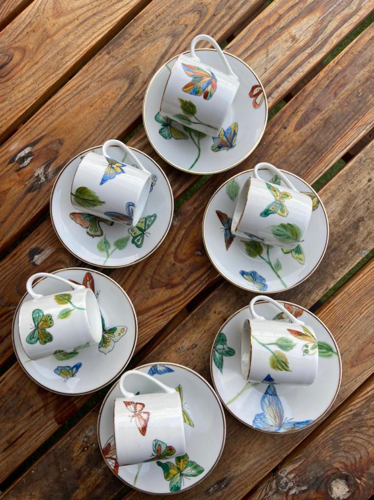 Hand Painted Butterfly Coffee Cups