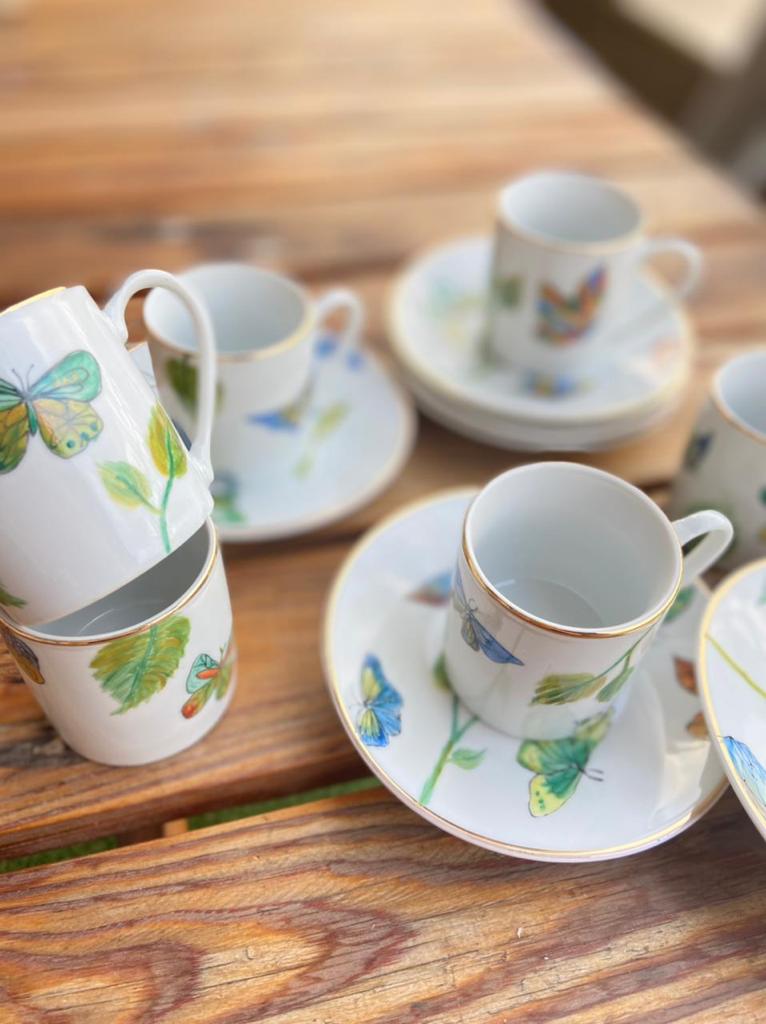 Hand Painted Butterfly Coffee Cups