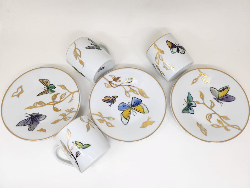 Hand Painted Golden Butterfly Coffee Cups