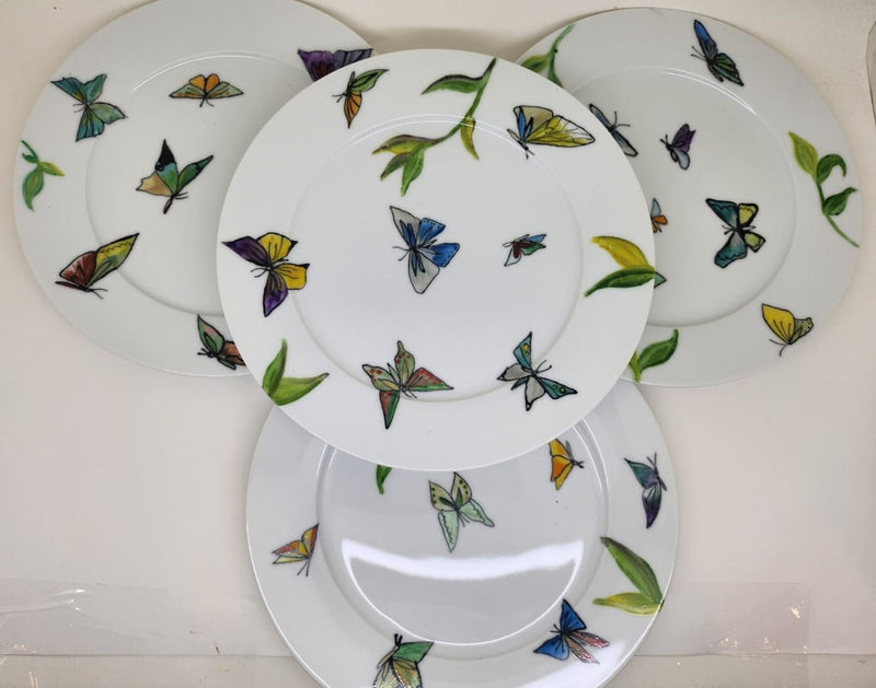 Hand Painted Butterfly Porcelain Cake Plate