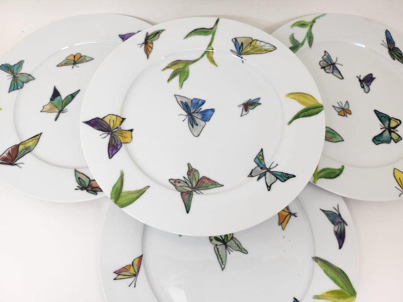 Hand Painted Butterfly Porcelain Cake Plate