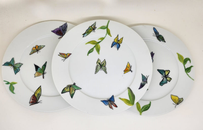 Hand Painted Butterfly Porcelain Cake Plate