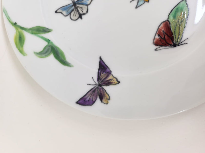 Hand Painted Butterfly Porcelain Cake Plate