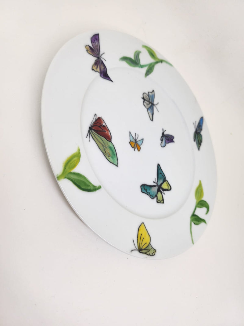 Hand Painted Butterfly Porcelain Cake Plate