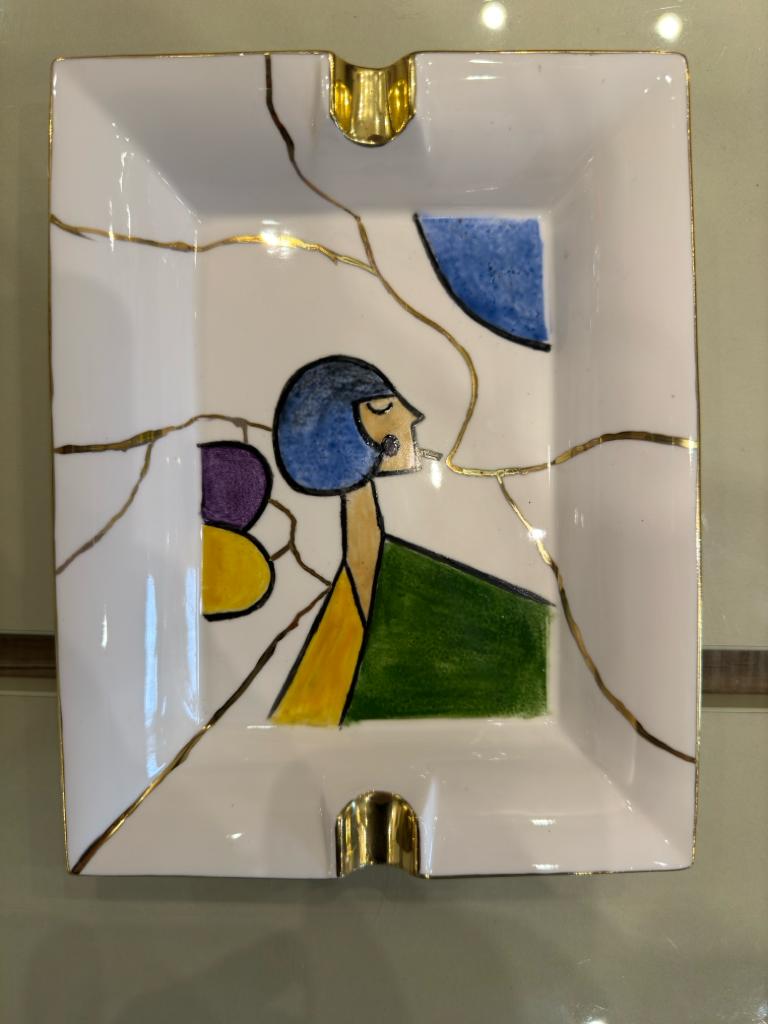 Hand Painted Kara Collection Porcelain Ashtray