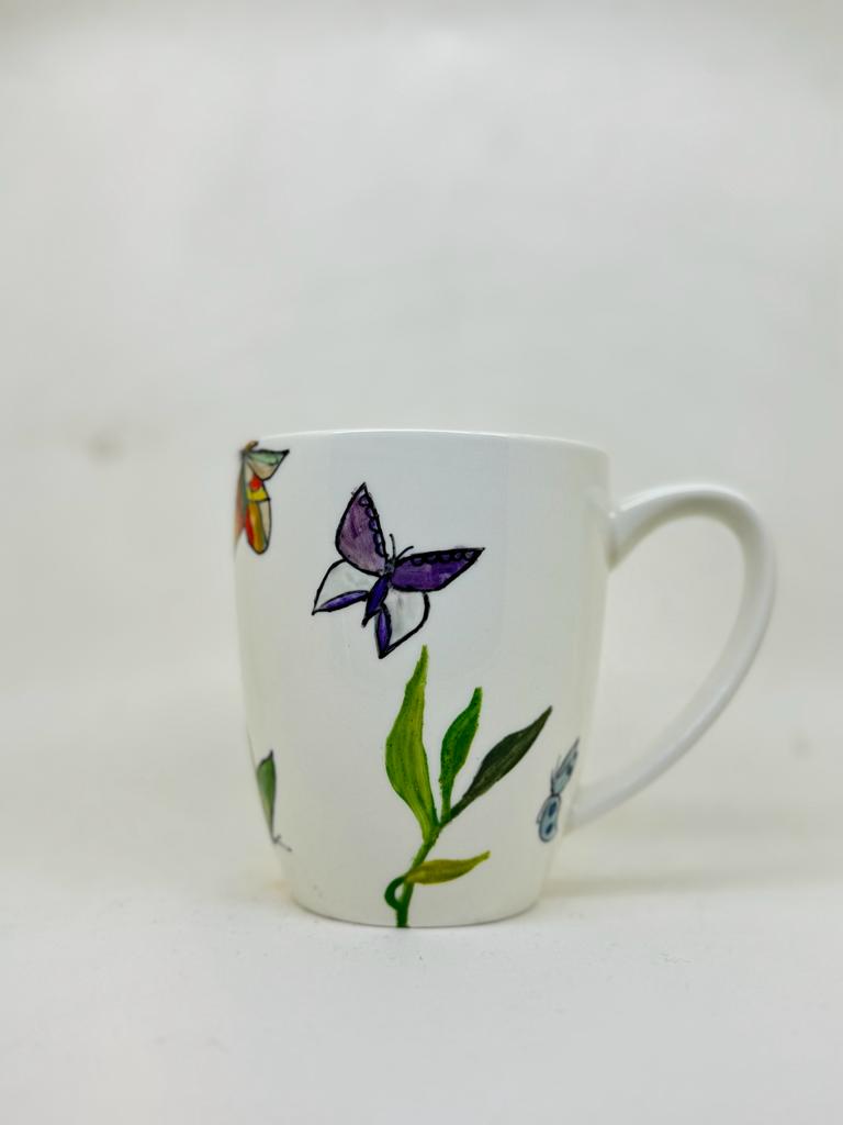 Hand Painted Butterfly Porcelain Mug