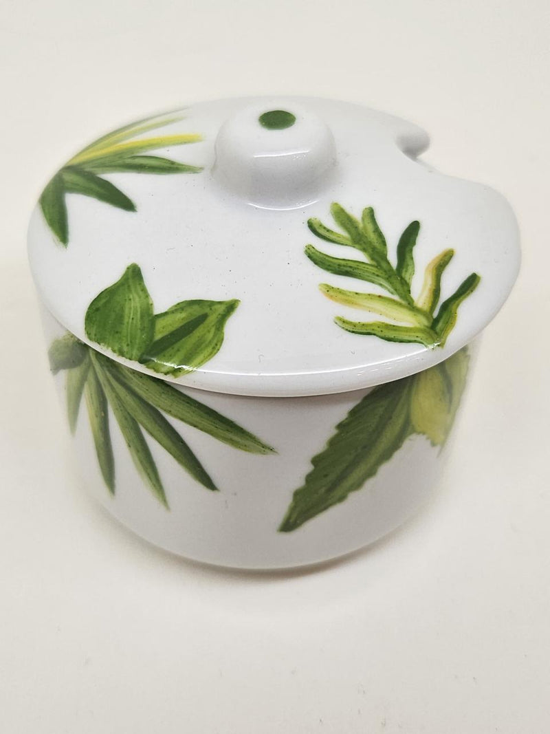 Hand Painted Tropical Porcelain Sugar Pot