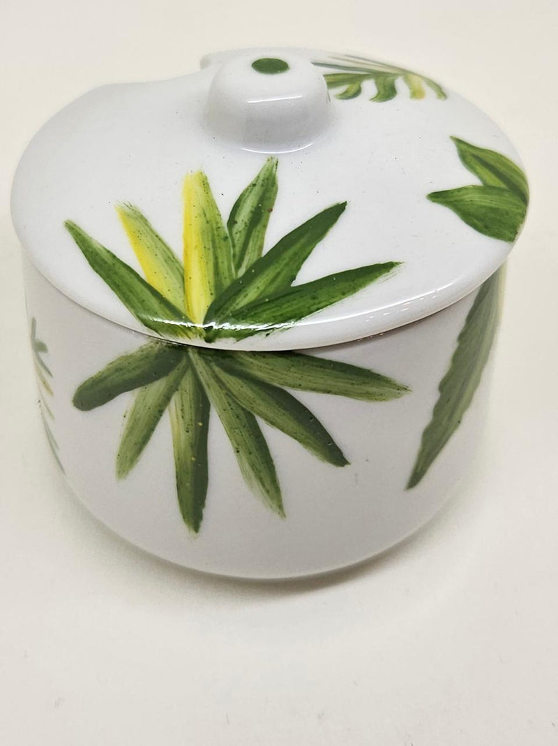 Hand Painted Tropical Porcelain Sugar Pot