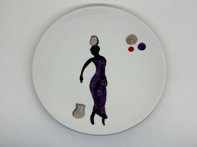 Hand Painted African Collection Porcelain Cake Plates