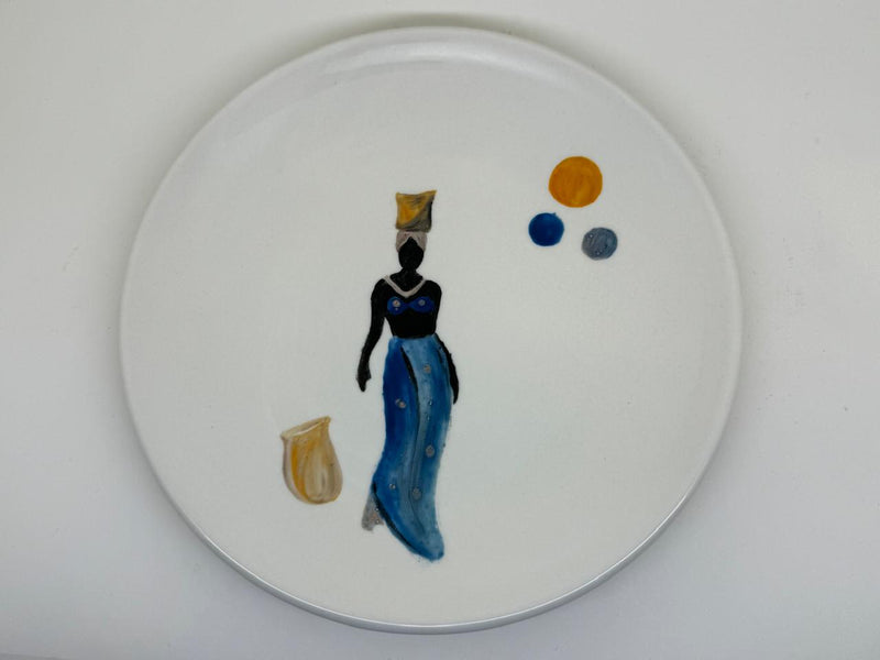 Hand Painted African Collection Porcelain Cake Plates