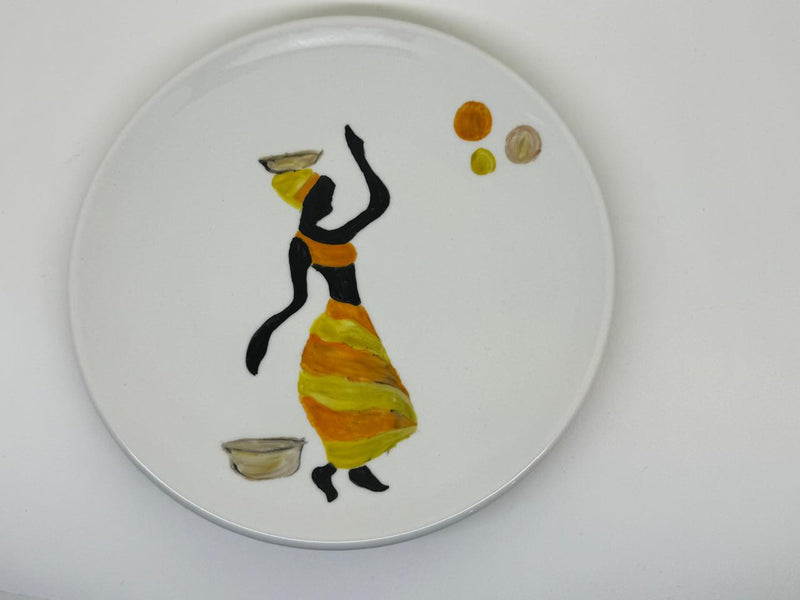 Hand Painted African Collection Porcelain Cake Plates