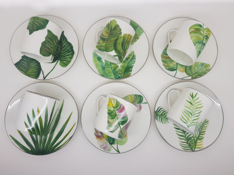 Hand Painted Tropical Coffee Cups