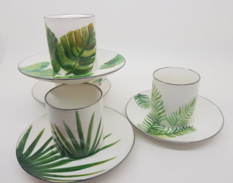 Hand Painted Tropical Coffee Cups