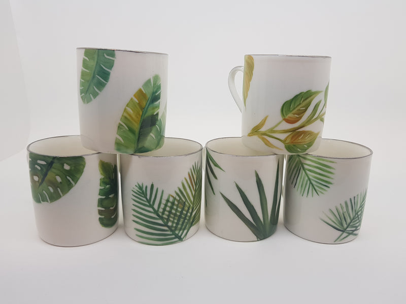 Hand Painted Tropical Coffee Cups