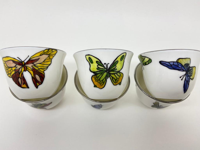 Hand Painted Butterfly Coffee Cups