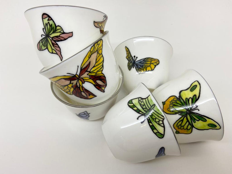 Hand Painted Butterfly Coffee Cups