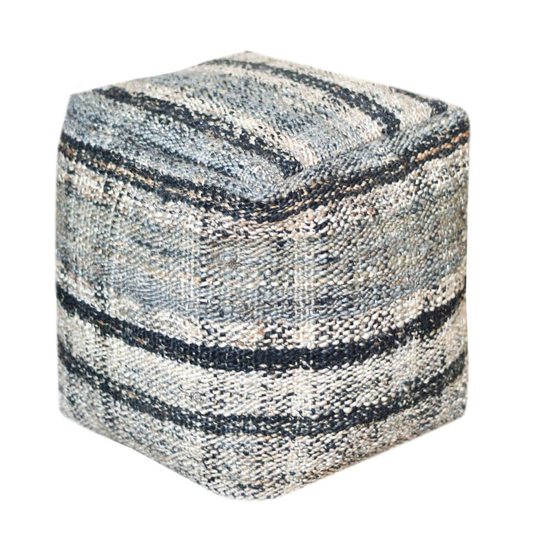 Handcrafted Jute Striped Pouffe