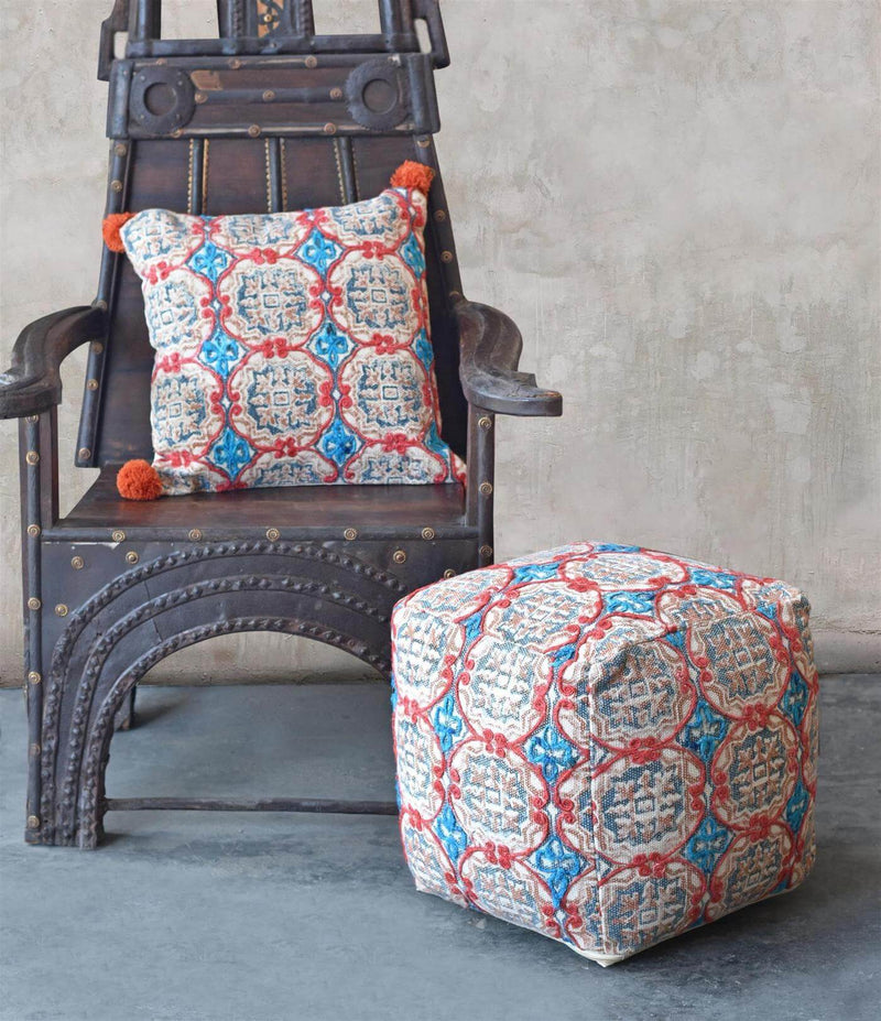 Handwoven Cotton Polyester Pouffe