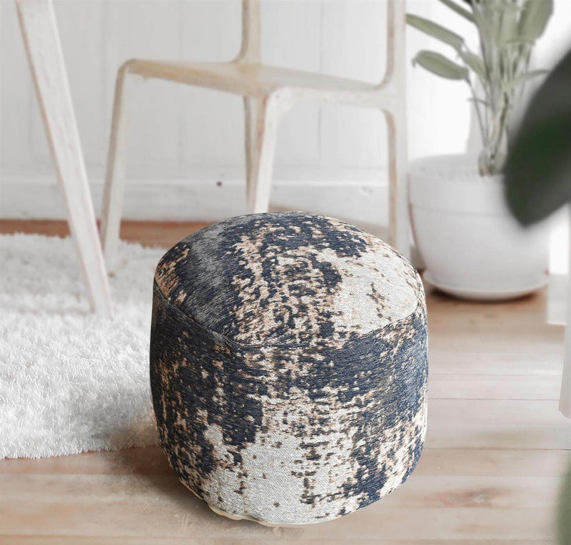 Jacquard Weave Cotton Round Pouffe