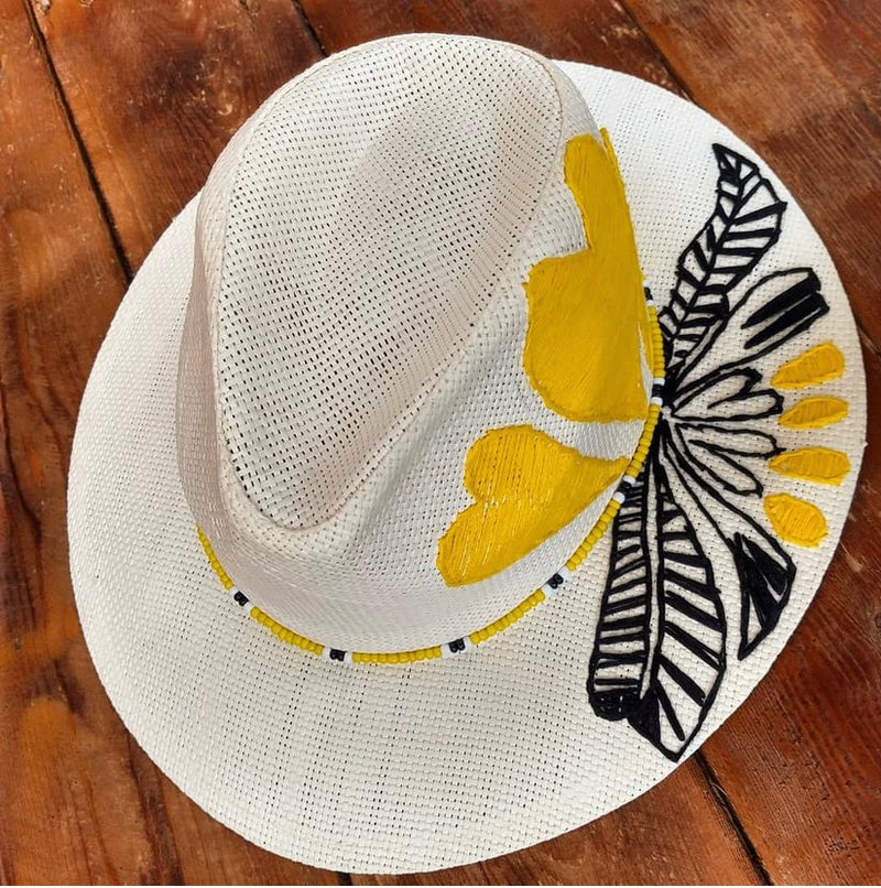 Yellow Embroidered Hat