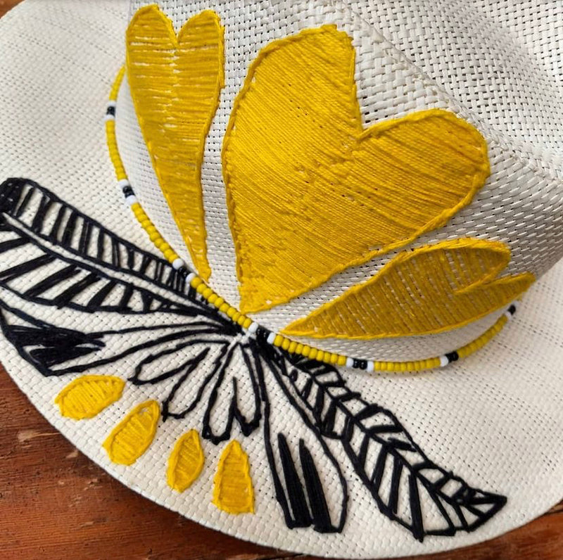 Yellow Embroidered Hat