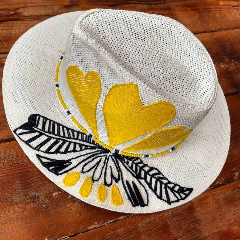 Yellow Embroidered Hat