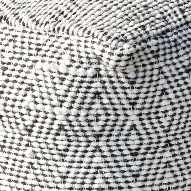 Handwoven Wool Natural Pouffe