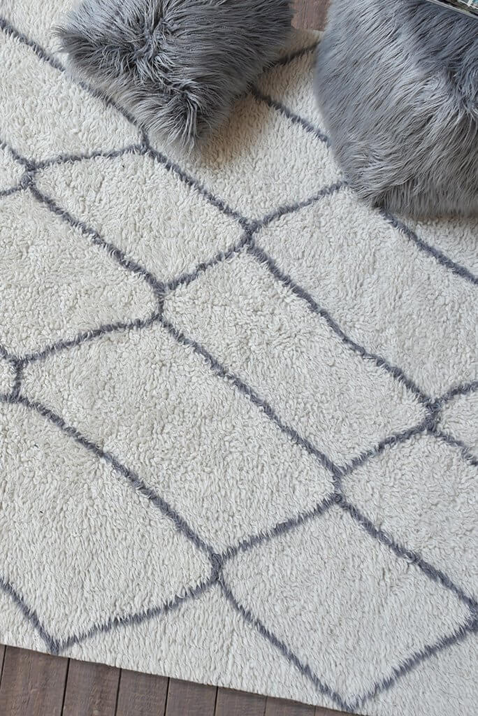 Handtufted Wool White Grey Rug