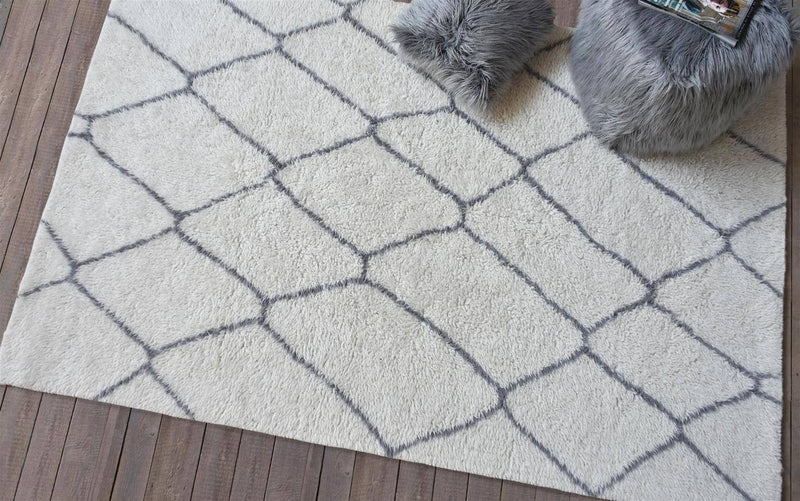 Handtufted Wool White Grey Rug