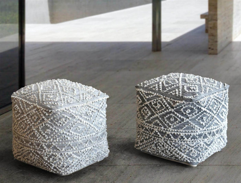 Handmade Wool Textured Pouffe