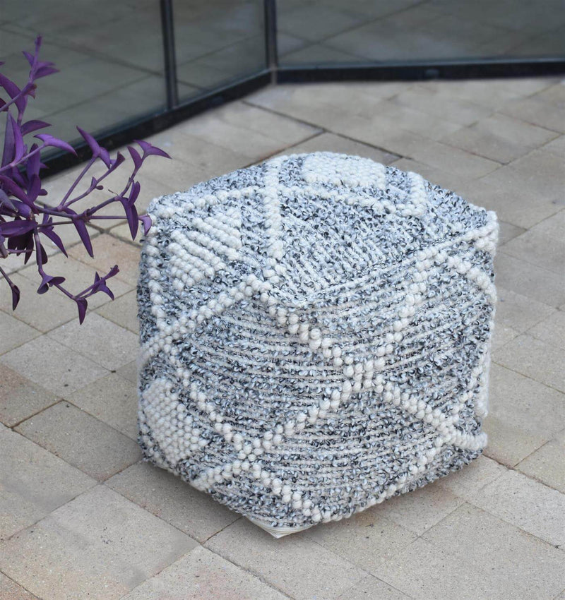 Handwoven Wool PET Pouffe