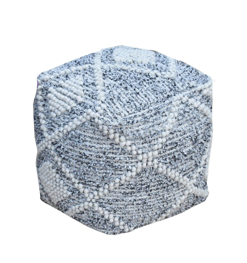 Handwoven Wool PET Pouffe